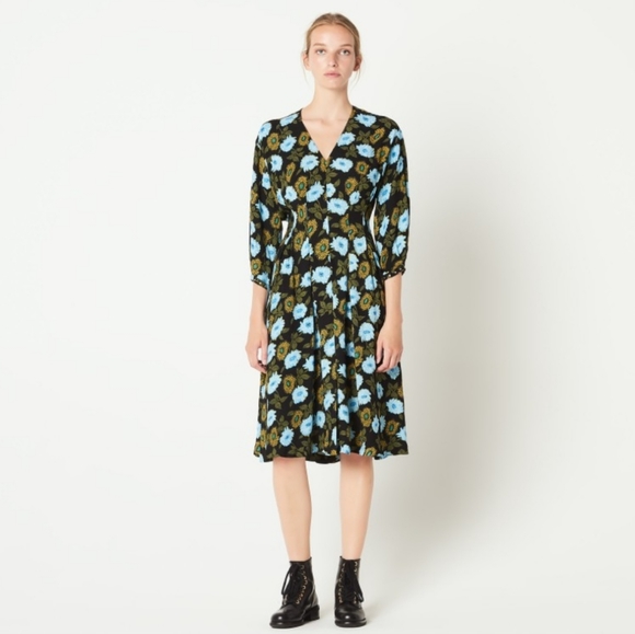 NEW-Sandro Fraternite Embellished Floral Dress, Size 36 - Picture 2 of 10